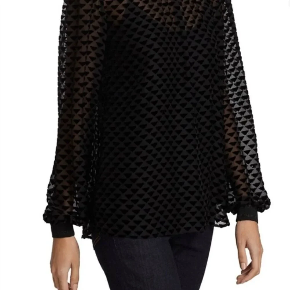 *NWT* Chic Tory Burch Sheer Velvet Burnout Blouse W/Triangle Geo Design Size 6